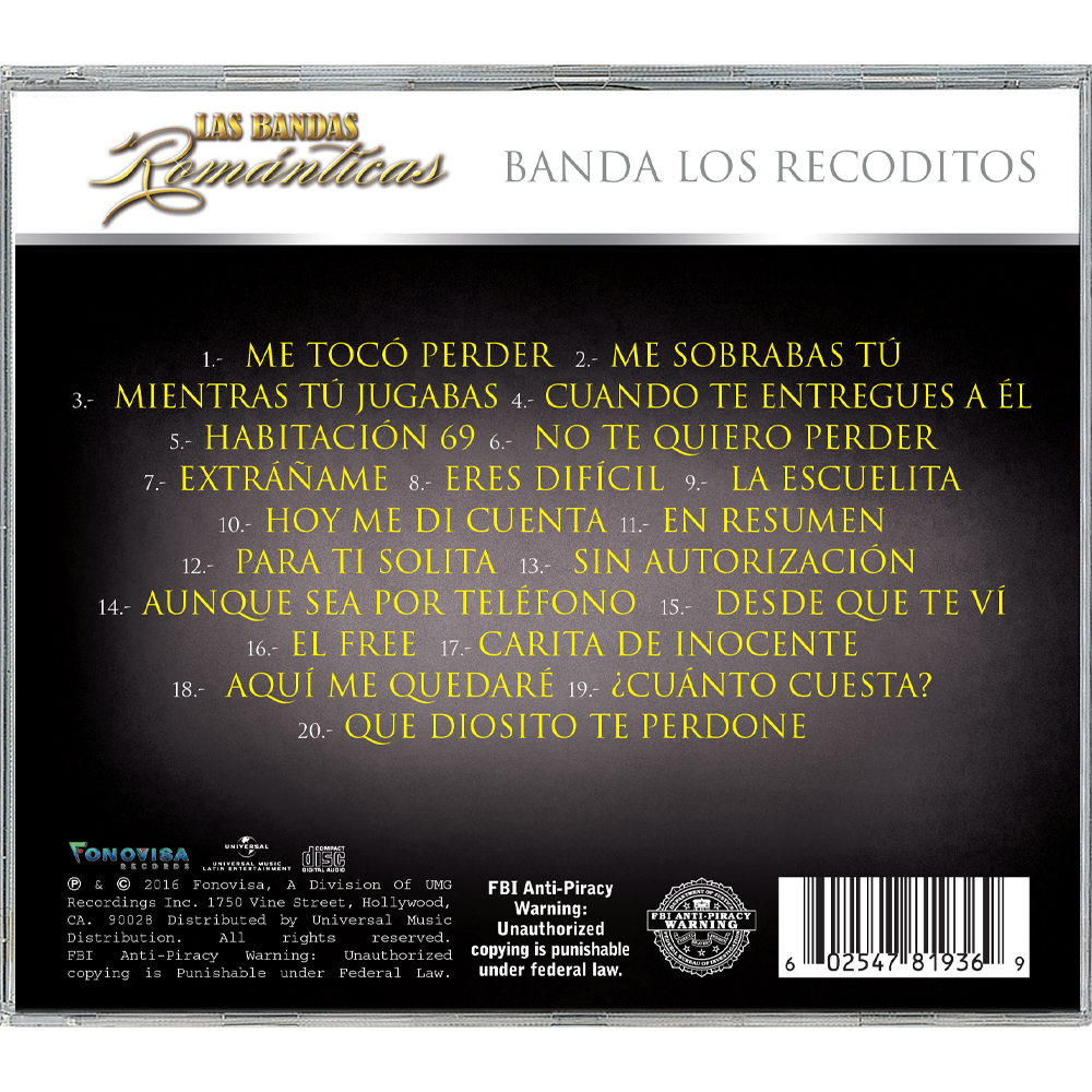 Banda Los Recoditos - Las Bandas Romanticas CD back