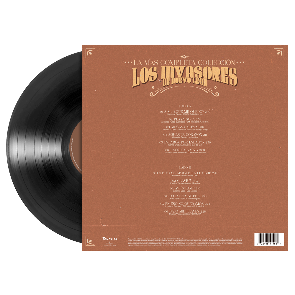 Los Invasores De Nuevo León - La Más Completa Colección 1LP Vinyl Back