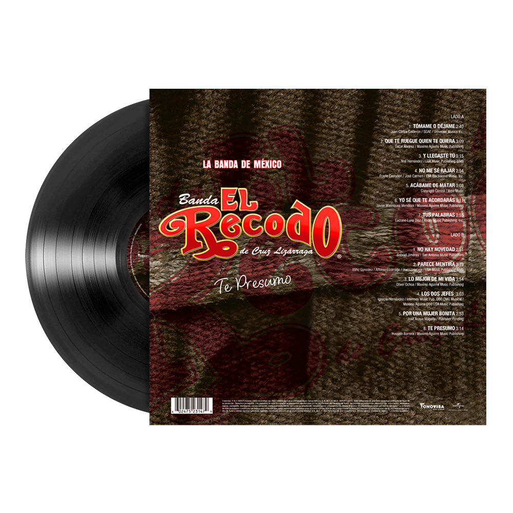 Banda El Recodo De Cruz Lizárraga- Te Presumo 1LP Vinyl Back 