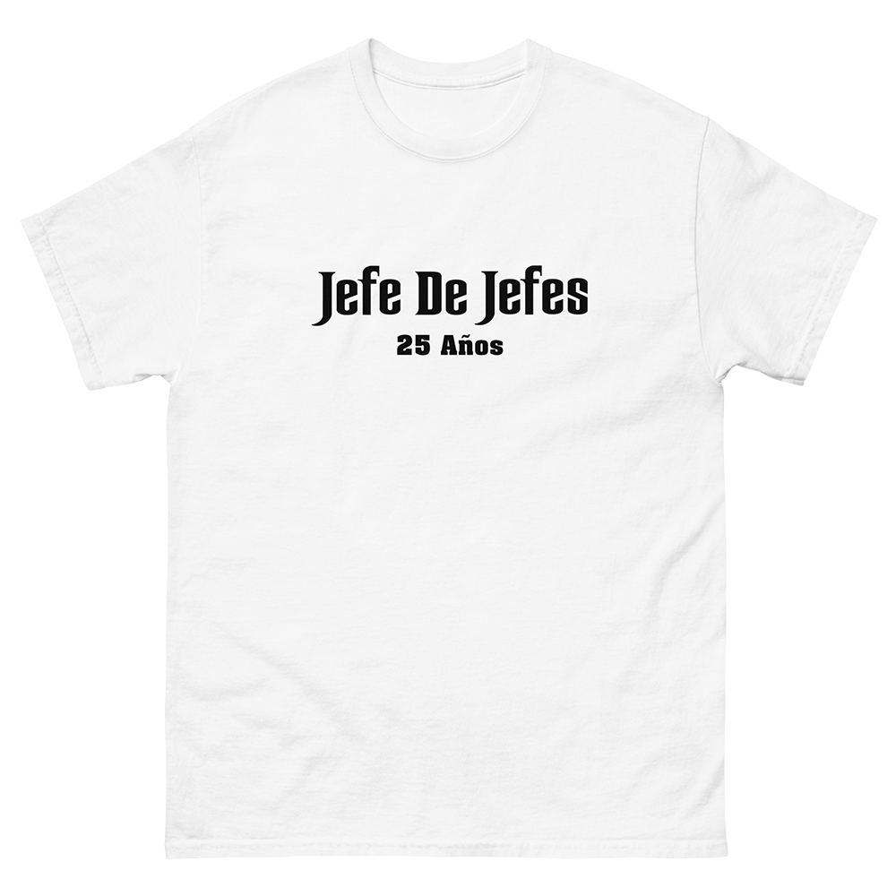 Los Tigre Del Norte - Jefe de Jefes 25th Anniversary White Tee Front